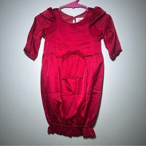 Isobella & Chloe Red Bow Gown Dress Newborn Christmas Festive